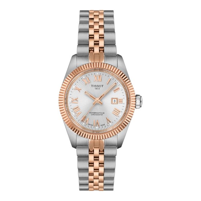 Tissot Ballade Powermatic 48 COSC 30mm Women's Watch, Silver and Rose Gold Dial