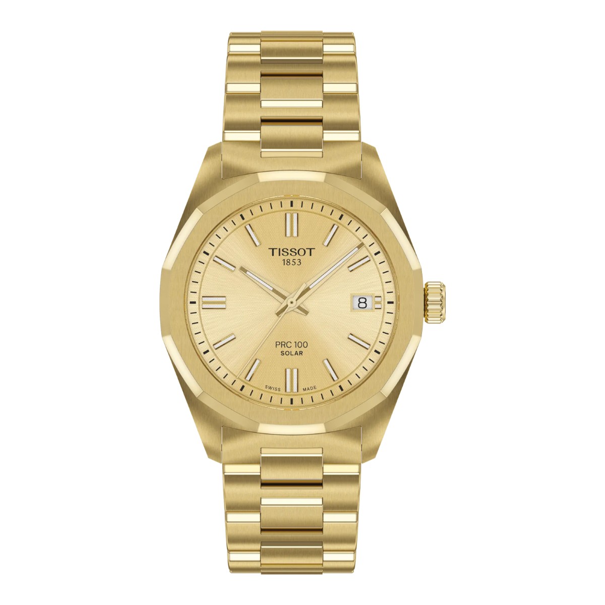 Tissot PRC 100 Solar 34mm Women's Watch, Gold PVD Dial