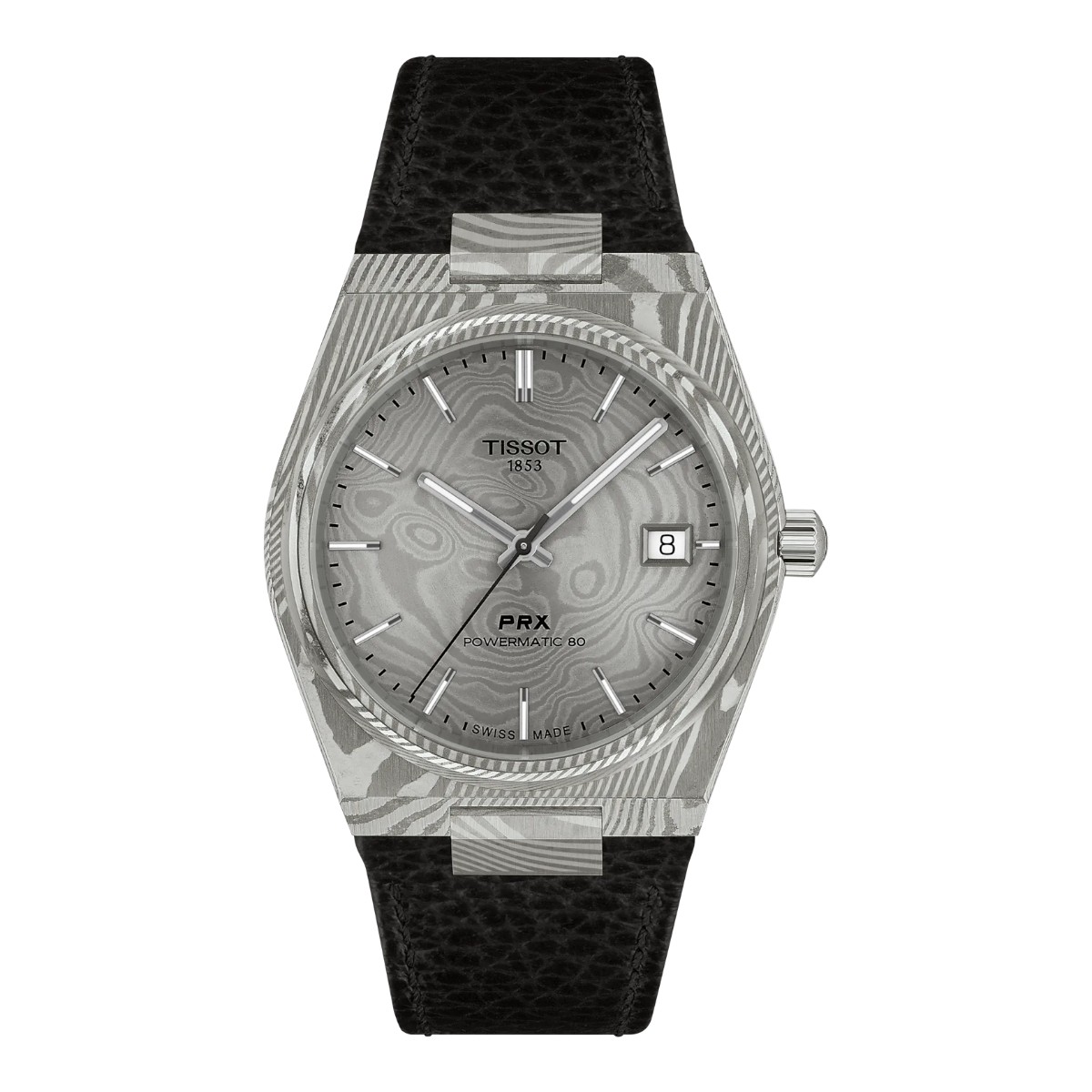 Tissot PRX Damascus Steel 38mm Men's Watch, Grey Dial