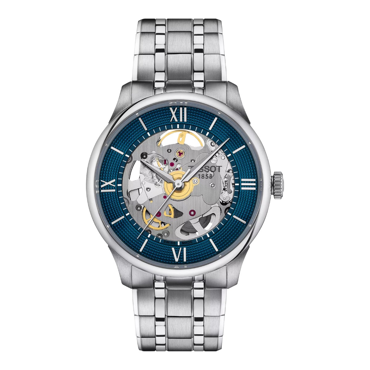 Tissot Chemin Des Tourelles 39mm Men's Watch, Blue Skeleton Dial