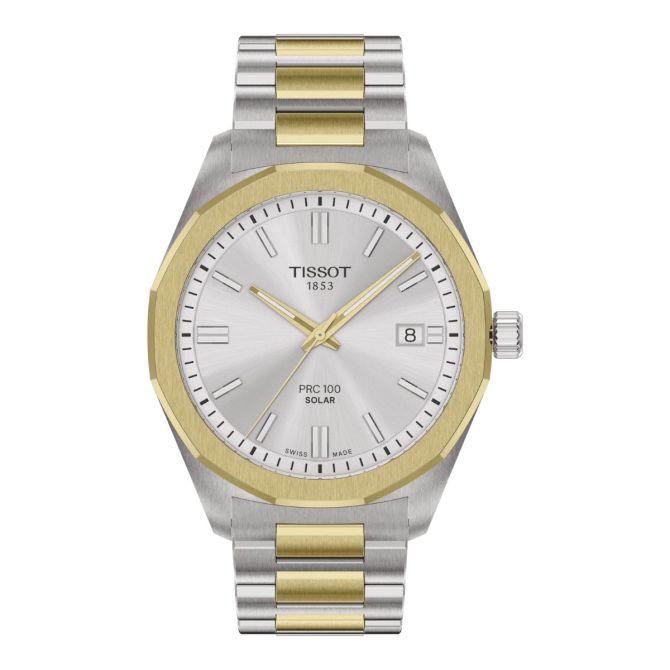 Tissot PRC 100 Solar 39mm Men's Watch, Silver Dial