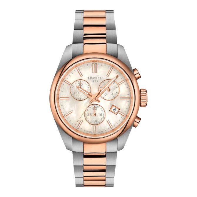 Tissot PR 100 36mm Women's Watch, White Mother of Pearl and Rose Gold Dial