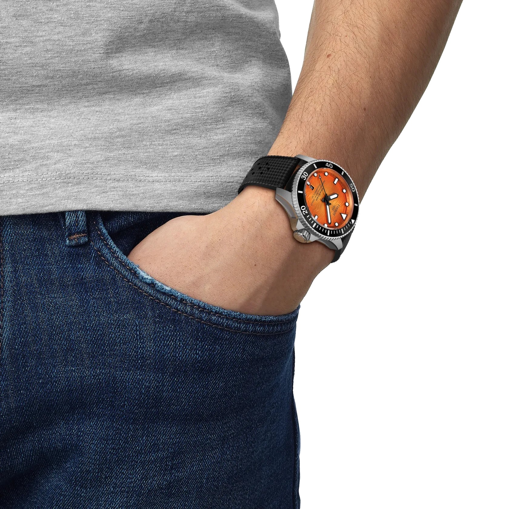 Tissot Seastar 2000 44mm Men's Watch, Orange Dial