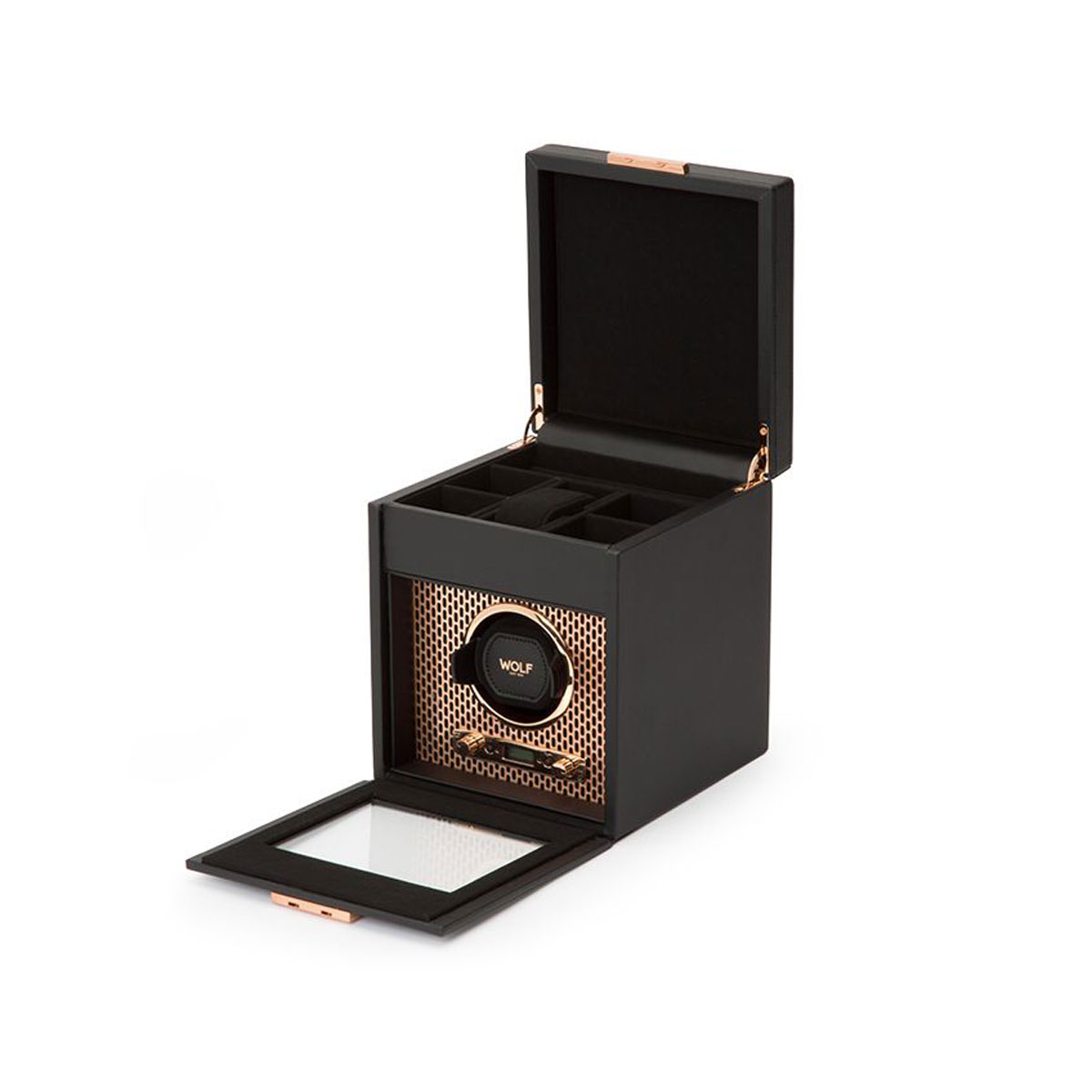 WOLF Axis Single Watch Winder with Storage, Copper