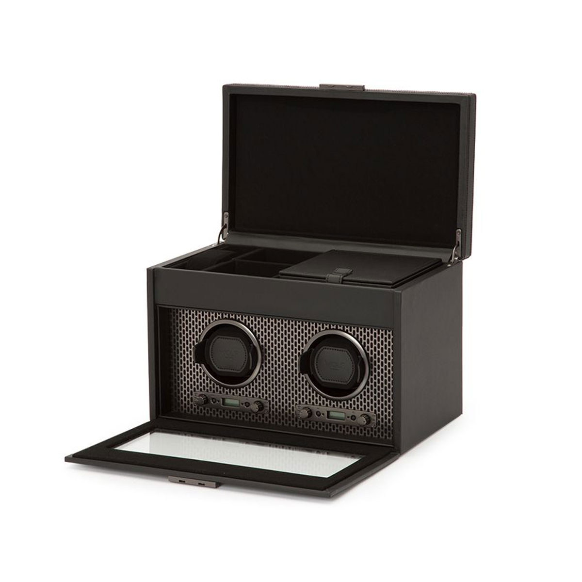 WOLF Axis Double Watch Winder with Storage, Powder Coat