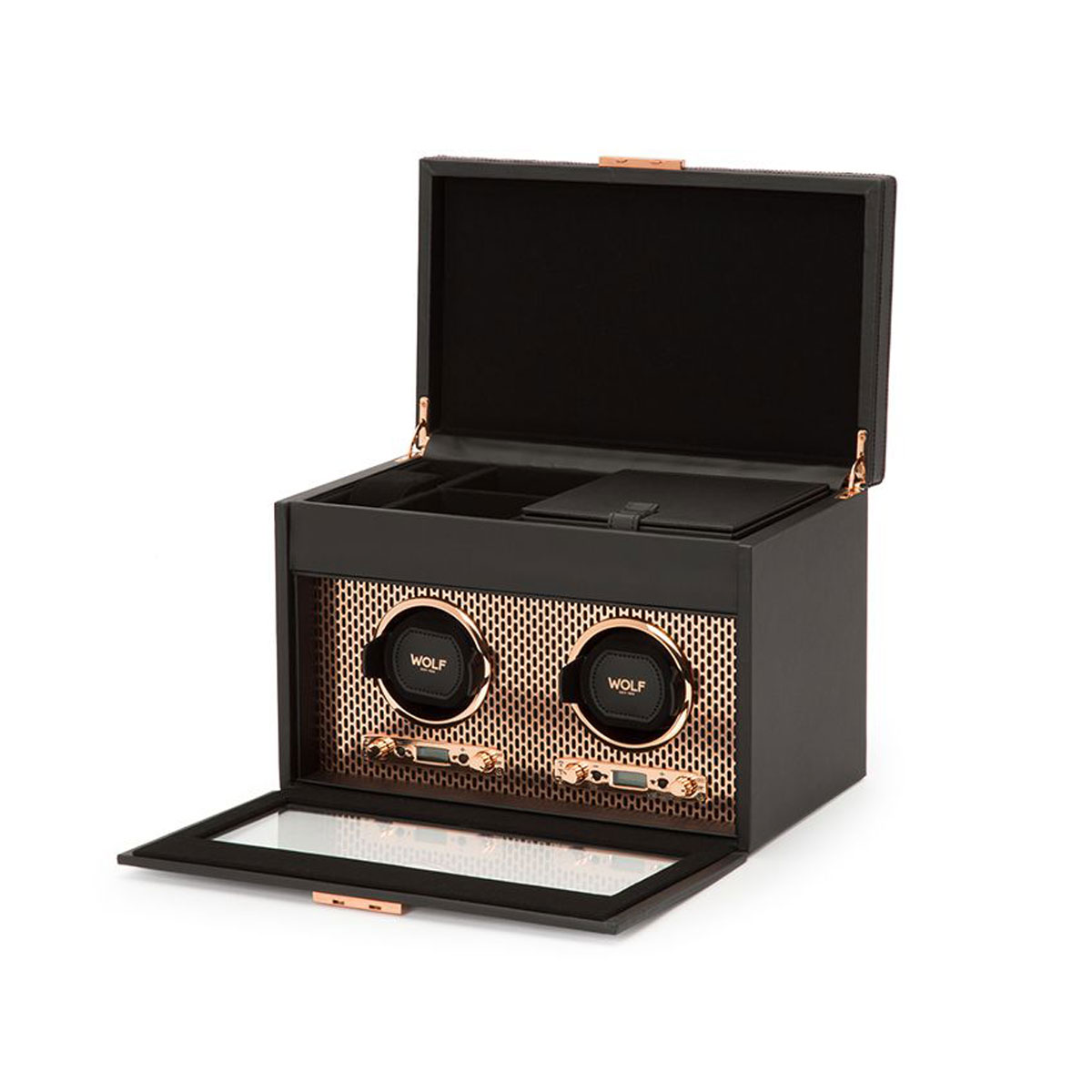 WOLF Axis Double Watch Winder with Storage, Copper