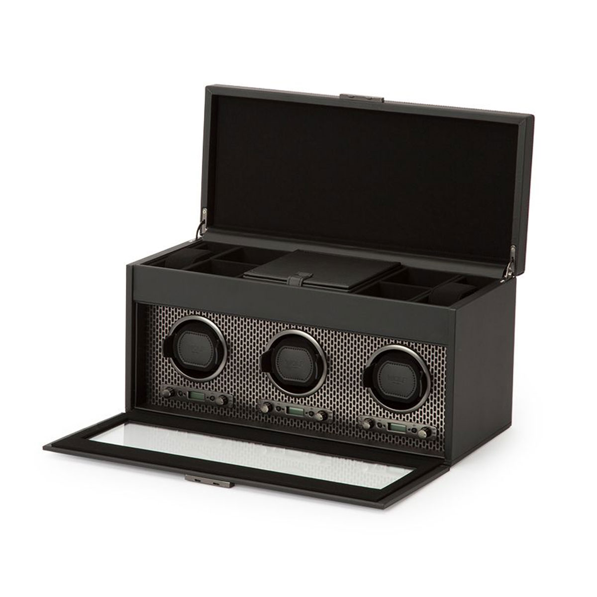 WOLF Axis Triple Watch Winder with Storage, Powder Coat
