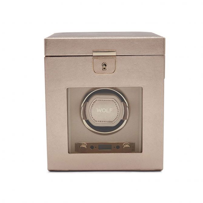 WOLF Palermo Single Winder with Jewelry Storage, Palermo Rose Gold