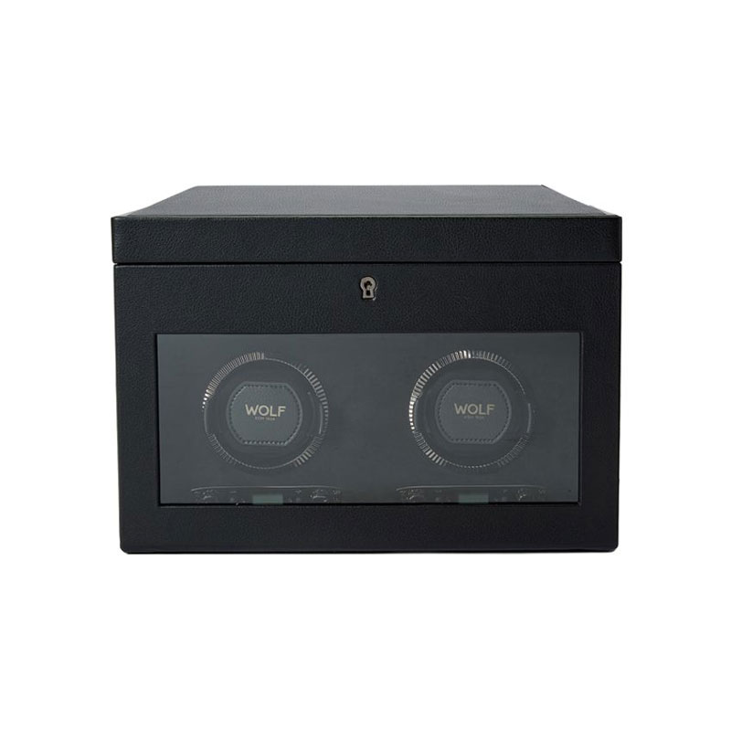 WOLF Double Watch Winder with Storage, British Racing Black