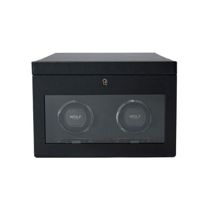 WOLF Double Watch Winder with Storage, British Racing Black