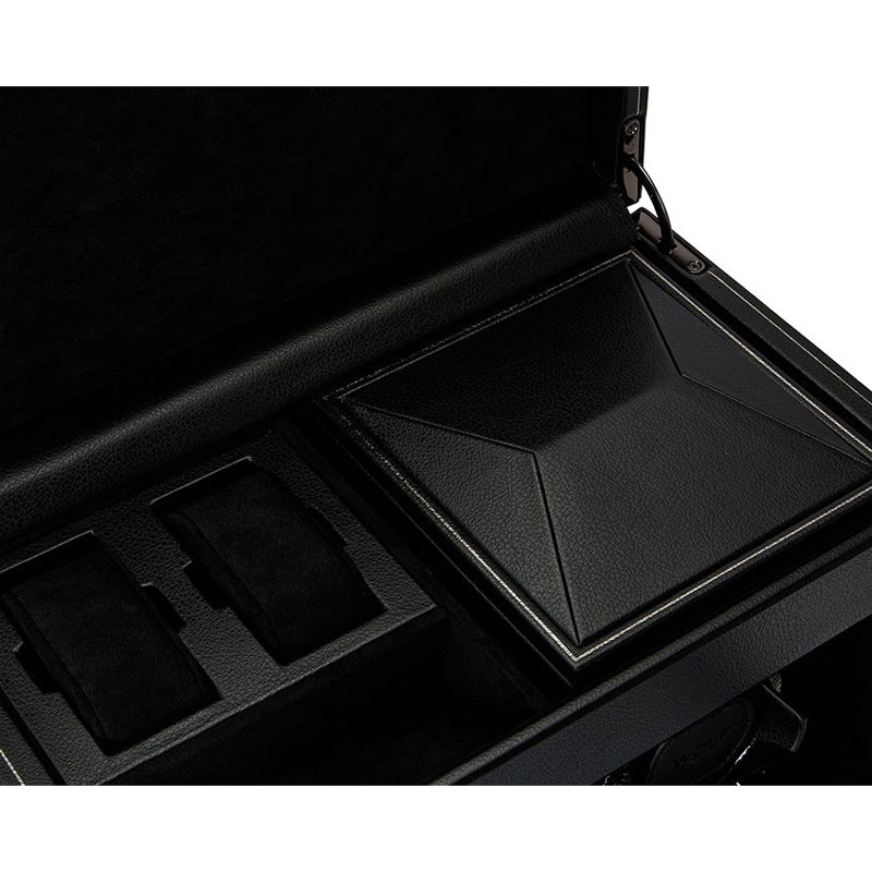 WOLF Double Watch Winder with Storage, British Racing Black