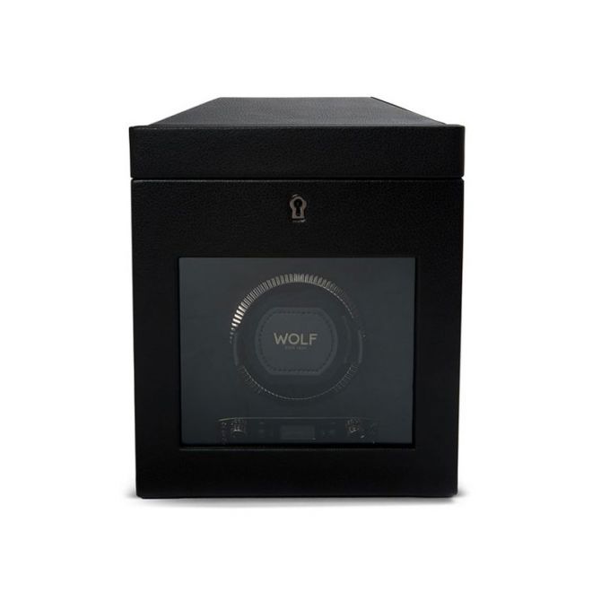 WOLF Single Watch Winder with Storage, British Racing Black