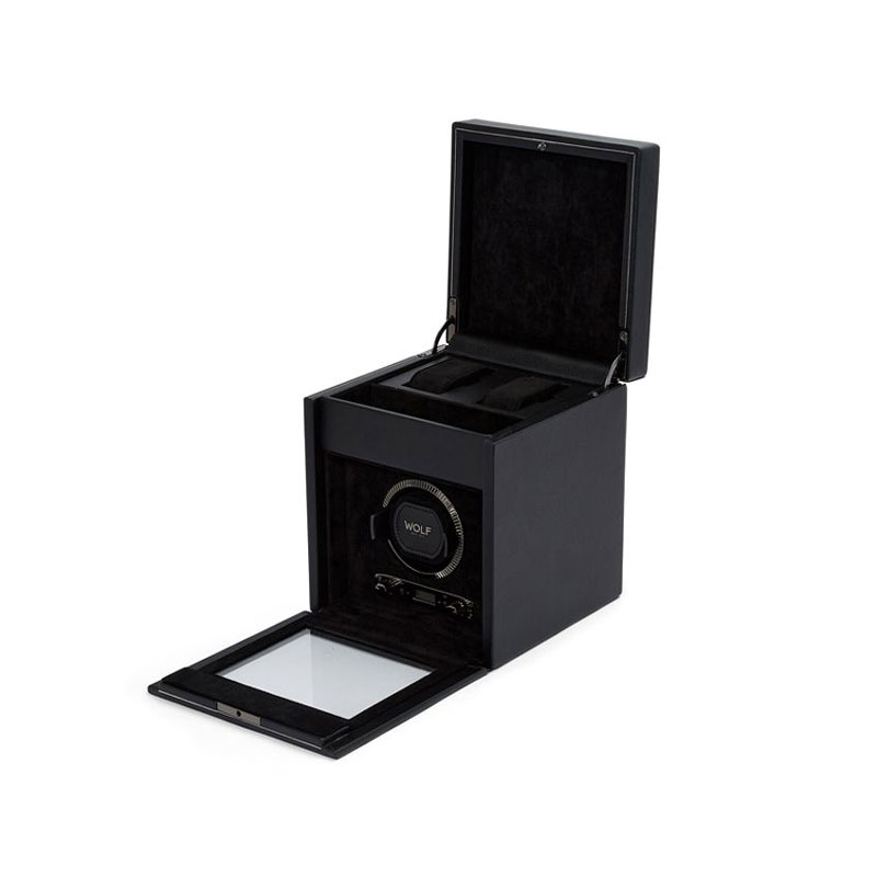 WOLF Single Watch Winder with Storage, British Racing Black