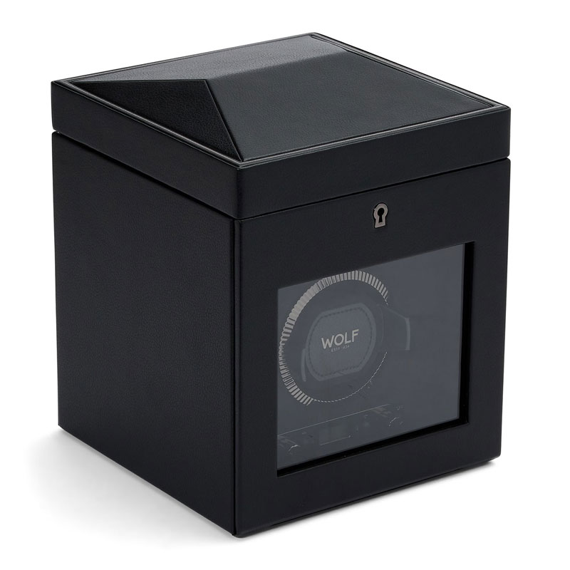 WOLF Single Watch Winder with Storage, British Racing Black