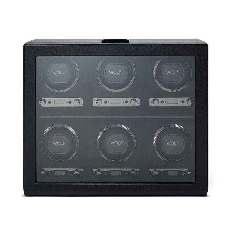 WOLF 6 Piece Watch Winder, British Racing Black