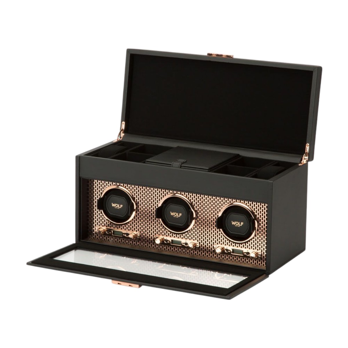 WOLF Axis Triple Watch Winder With Storage, Copper
