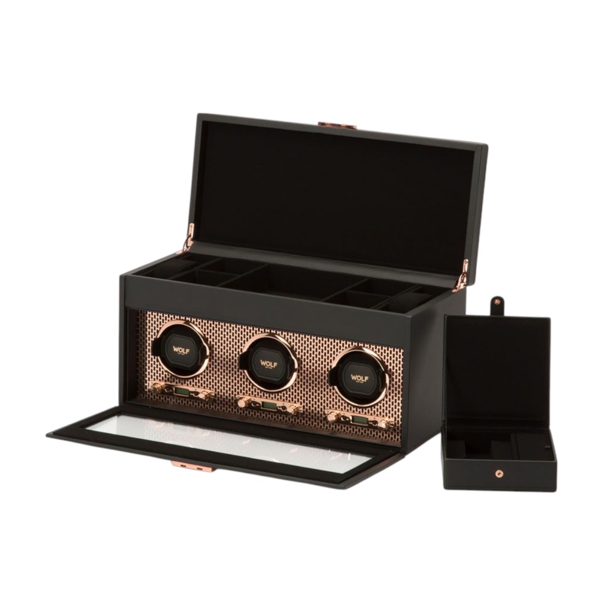 WOLF Axis Triple Watch Winder With Storage, Copper