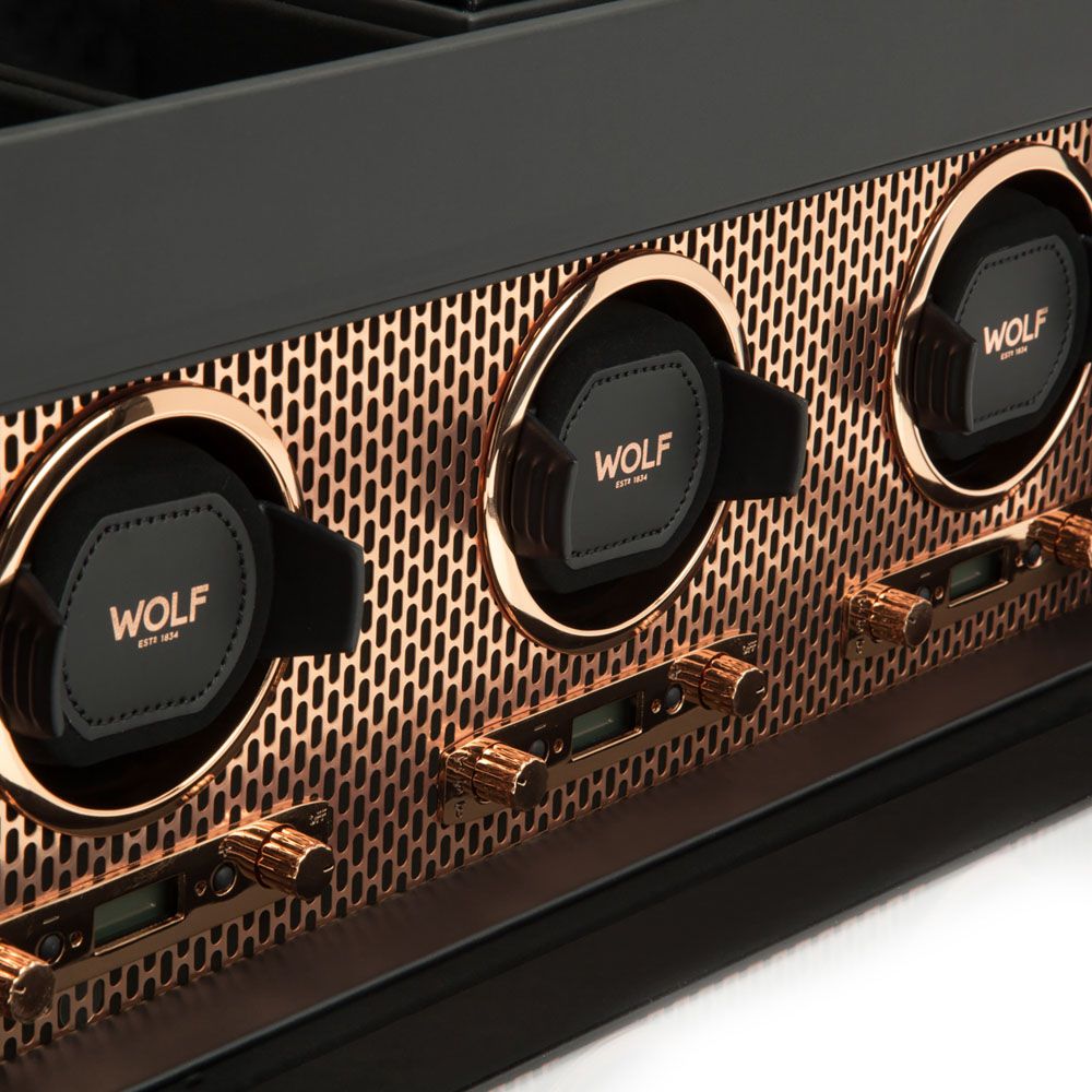 WOLF Axis Triple Watch Winder With Storage, Copper