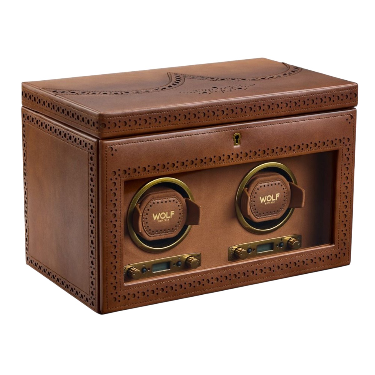 WOLF Brogue Double Winder With Storage, Burnished Brown