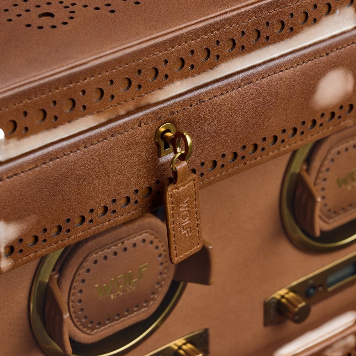 WOLF Brogue Double Winder With Storage, Burnished Brown