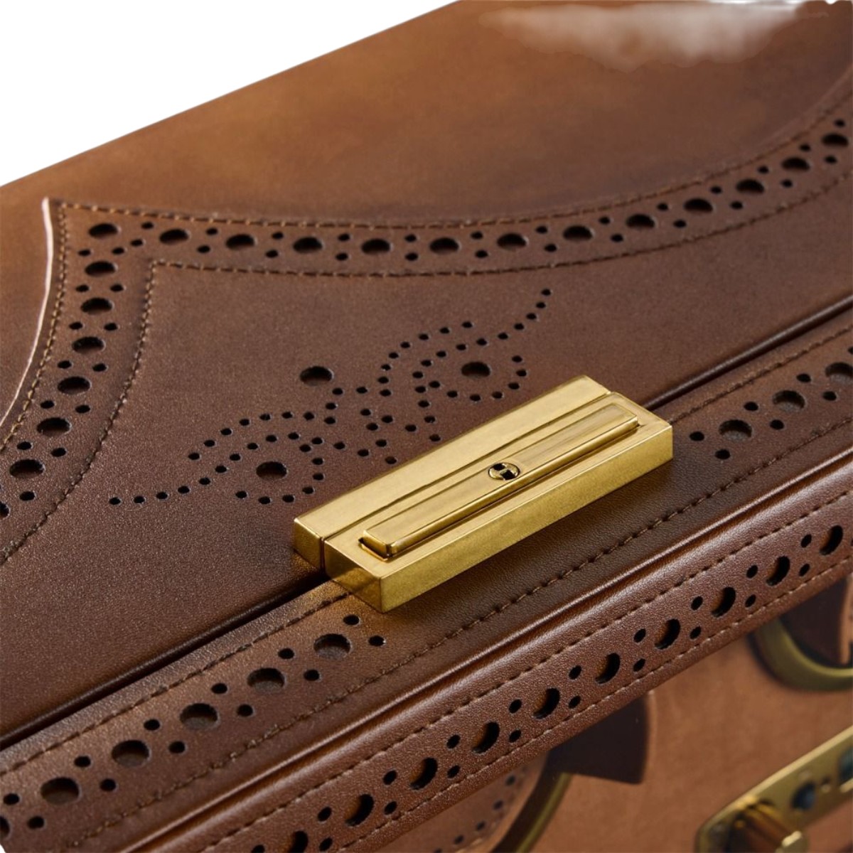 WOLF Brogue 4 Piece Watch Winder, Burnished Brown