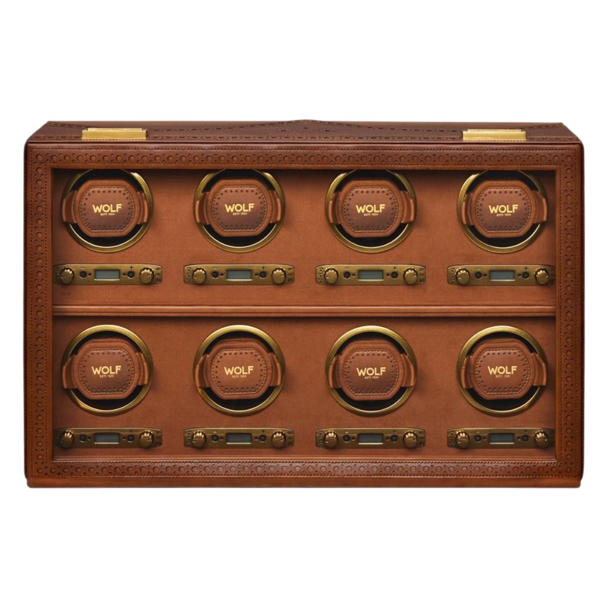 WOLF Brogue 8 Piece Watch Winder, Burnished Brown