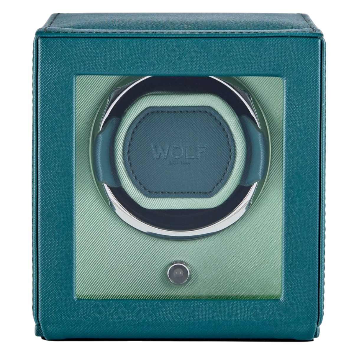WOLF Cub Single Watch Winder With Cover, Seltzer Teal and Mint