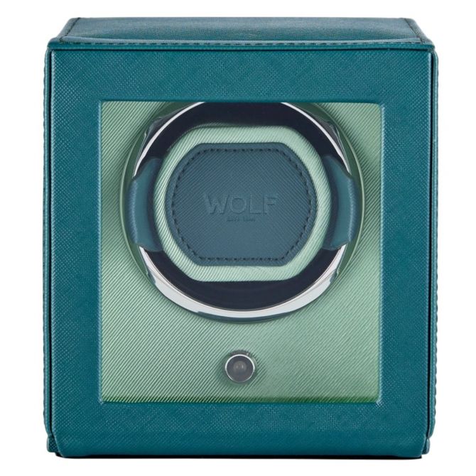 WOLF Cub Single Watch Winder With Cover, Seltzer Teal and Mint