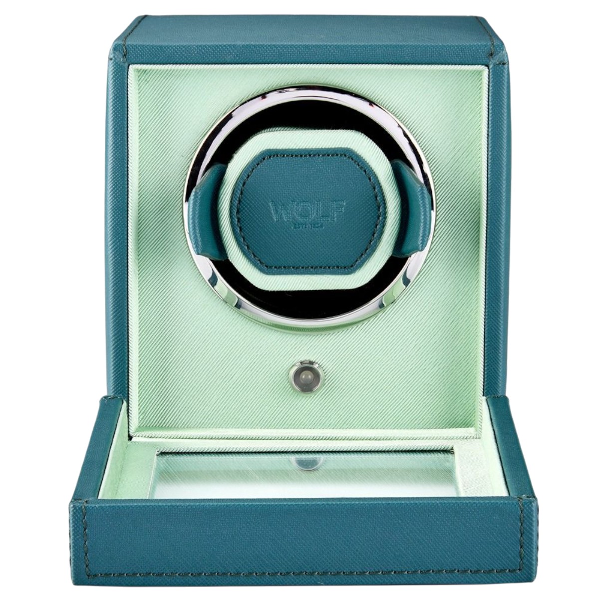 WOLF Cub Single Watch Winder With Cover, Seltzer Teal and Mint