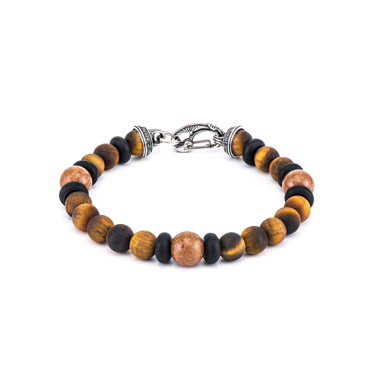 William Henry Men's Dragon Fire Beaded Bracelet in Sterling Silver