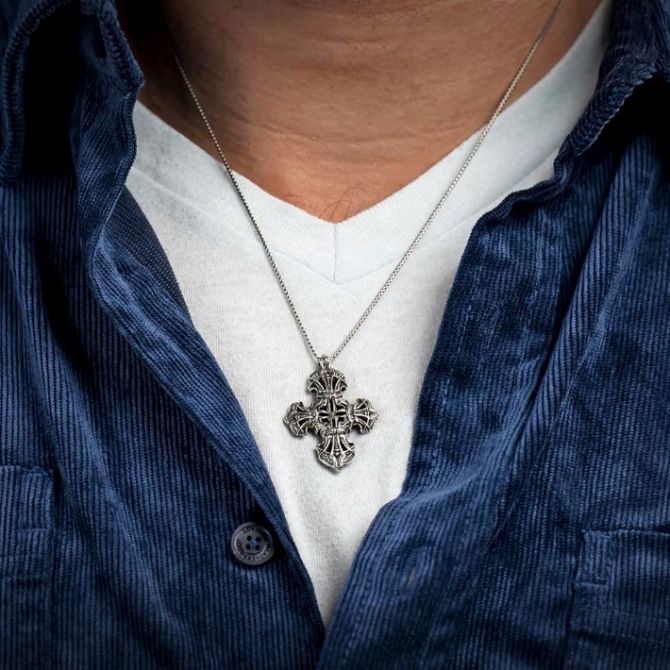 William Henry Pax Sterling Silver Cross Pendant Necklace, 22