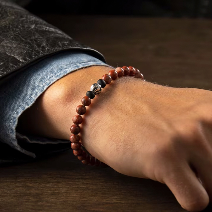 William Henry Brookings Beaded Large Bracelet, Red Jasper