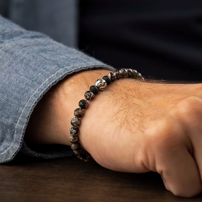 William Henry Brookings Beaded Large Bracelet, Red Obsidian