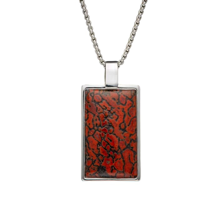 William Henry Dino Shift Sterling Silver Dog tag Pendant Necklace, 22