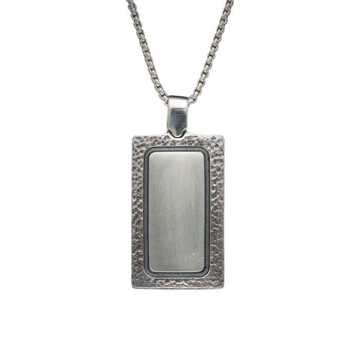 William Henry Dino Shift Sterling Silver Dog tag Pendant Necklace, 22