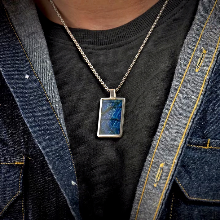 William Henry Labradorite Pinnacle Sterling Silver Pendant Necklace, 22