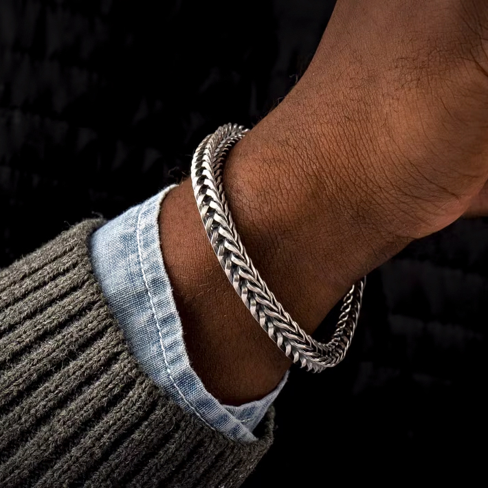 William Henry Paros Sterling Silver Chain Bracelet, Large