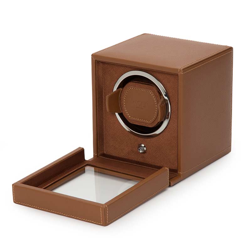 WOLF Cub Winder with Cover, Cognac