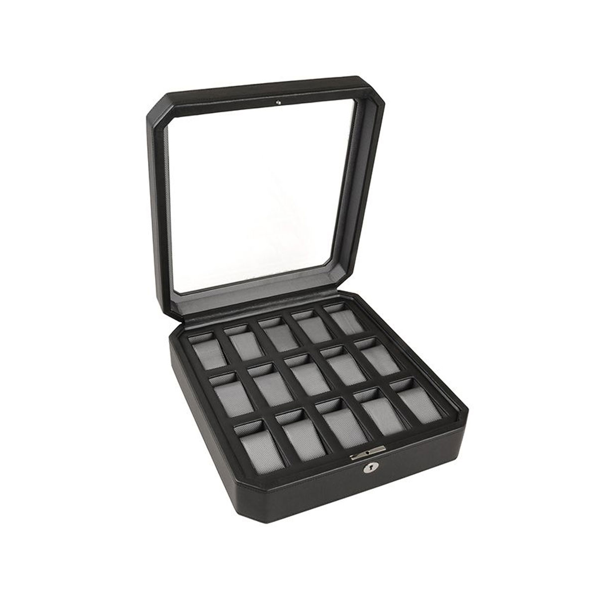 Wolf Windsor 15 Piece Watch Box, Black