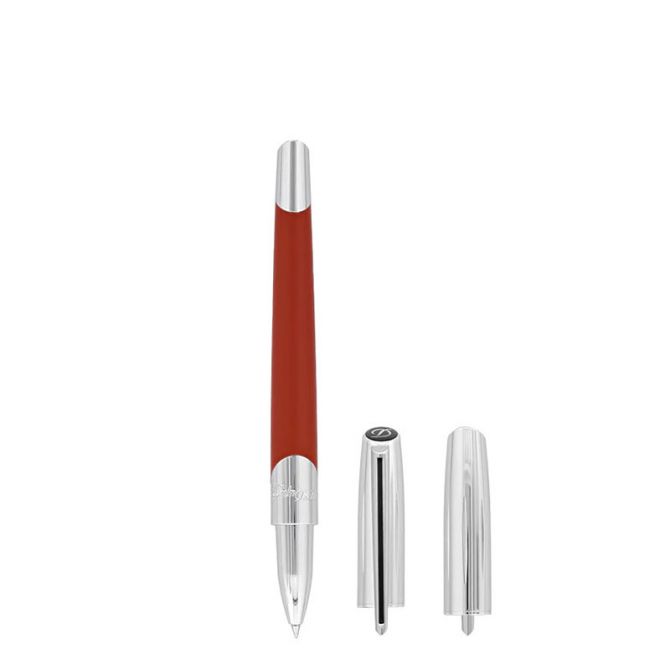 S.T.Dupont Defi Millennium Rollerball Pen, Silver and Matte Red