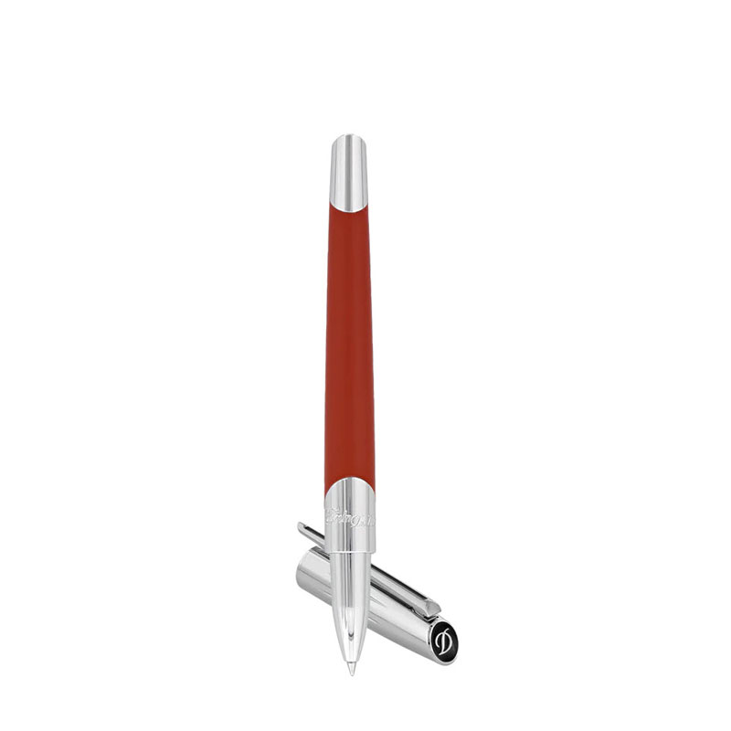 S.T.Dupont Defi Millennium Rollerball Pen, Silver and Matte Red