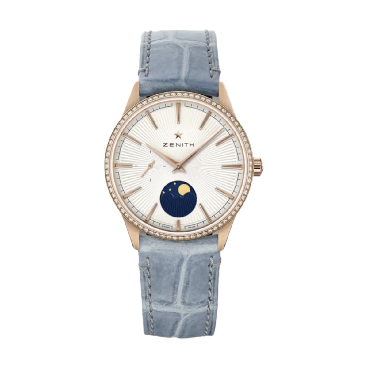 Zenith Elite Moonphase 36mm Watch, Silver Dial