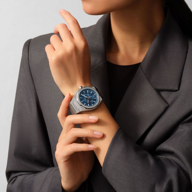 Zenith Defy Skyline Chronograph 42mm Watch, Blue Pattern Dial