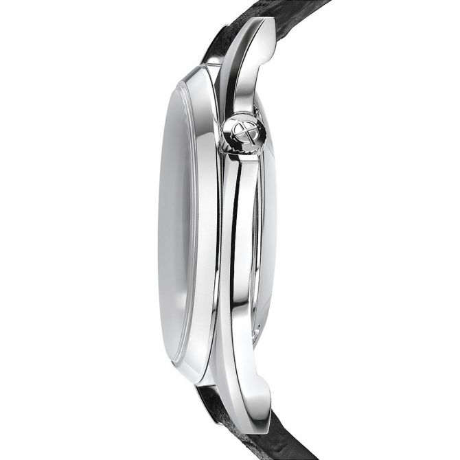 Zodiac Olympos Automatic Black Leather 37mm Watch, Black and