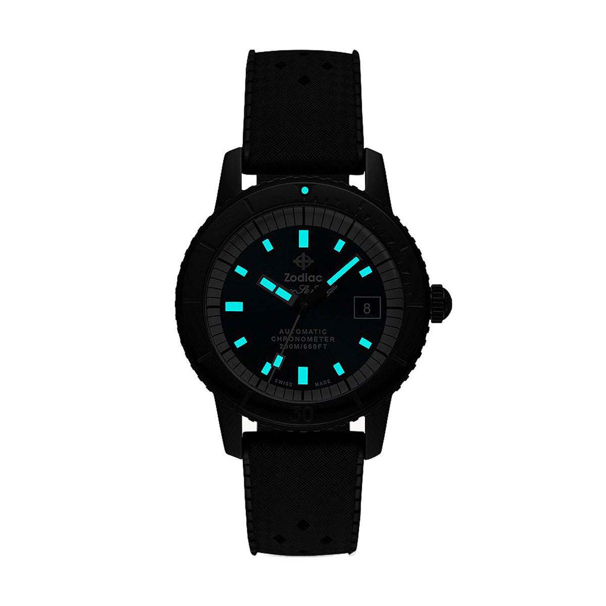 Zodiac Super Sea Wolf Ceramic Compression Diver Automatic 41 mm Watch, Blue Dial