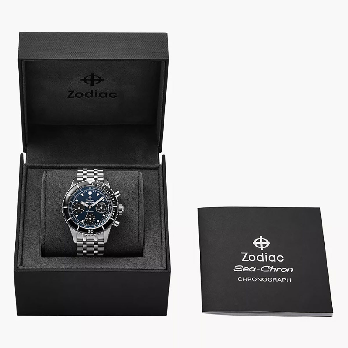Zodiac Sea-Chron Automatic Stainless Steel 42 mm Watch, Blue Dial