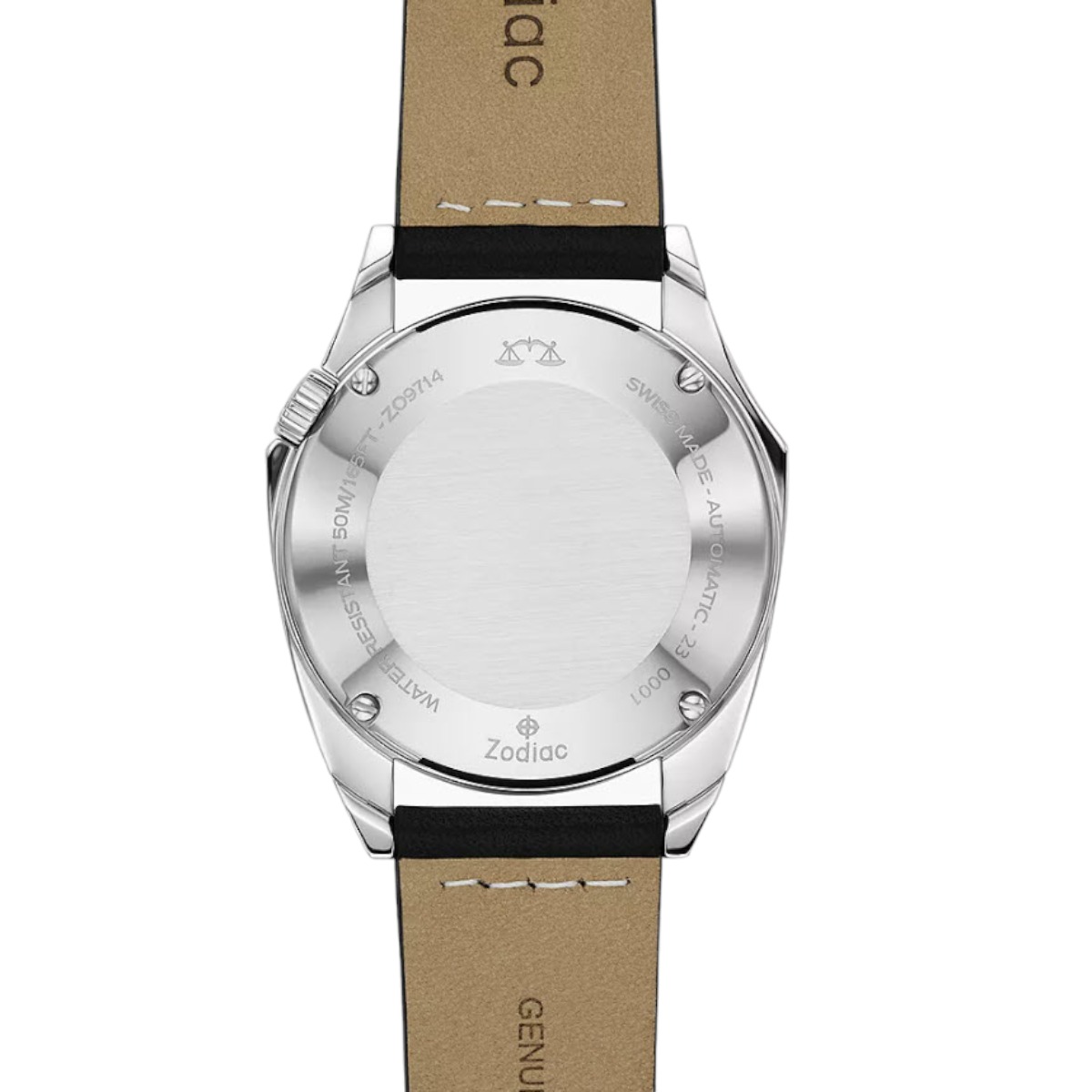 Zodiac Olympos Automatic Leather 37 mm Watch, Green Dial