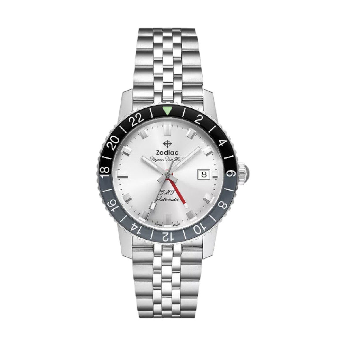 Zodiac Super Sea Wolf Stainless Steel Silver & Gray 40 mm Bracelet Watch