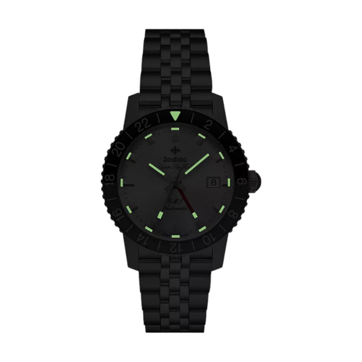 Zodiac Super Sea Wolf Stainless Steel Silver & Gray 40 mm Bracelet Watch