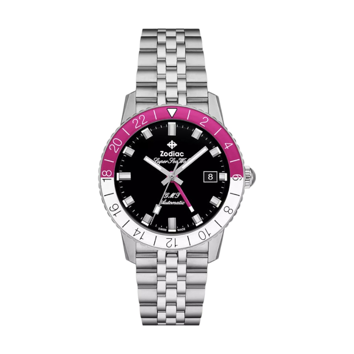 Zodiac Super Sea Wolf Stainless Steel Pink 40 mm Bracelet Watch